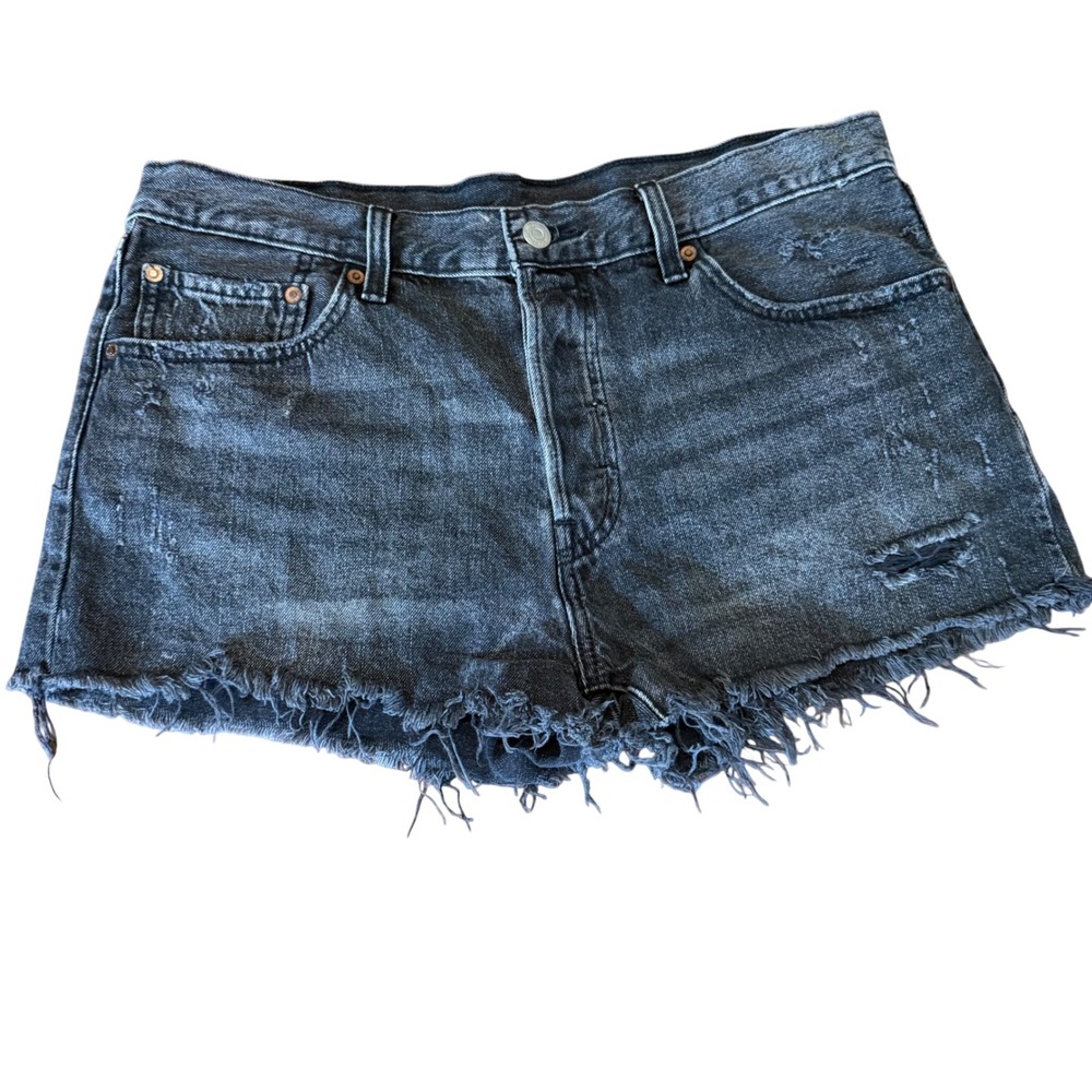 Levis Premium 501 Original Distressed Cut Off Shorts Faded Black W32 32317-0095